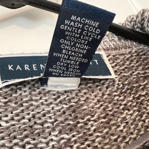 Karen Scott Petite XL Ruffle Cardigan Sweater Beige Marled Knit Cozy Open Front - Picture 3 of 13